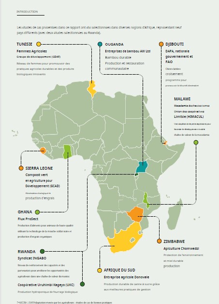 Adaptation climatique menée par les paysans en Afrique: Meilleures pratiques FR Carte